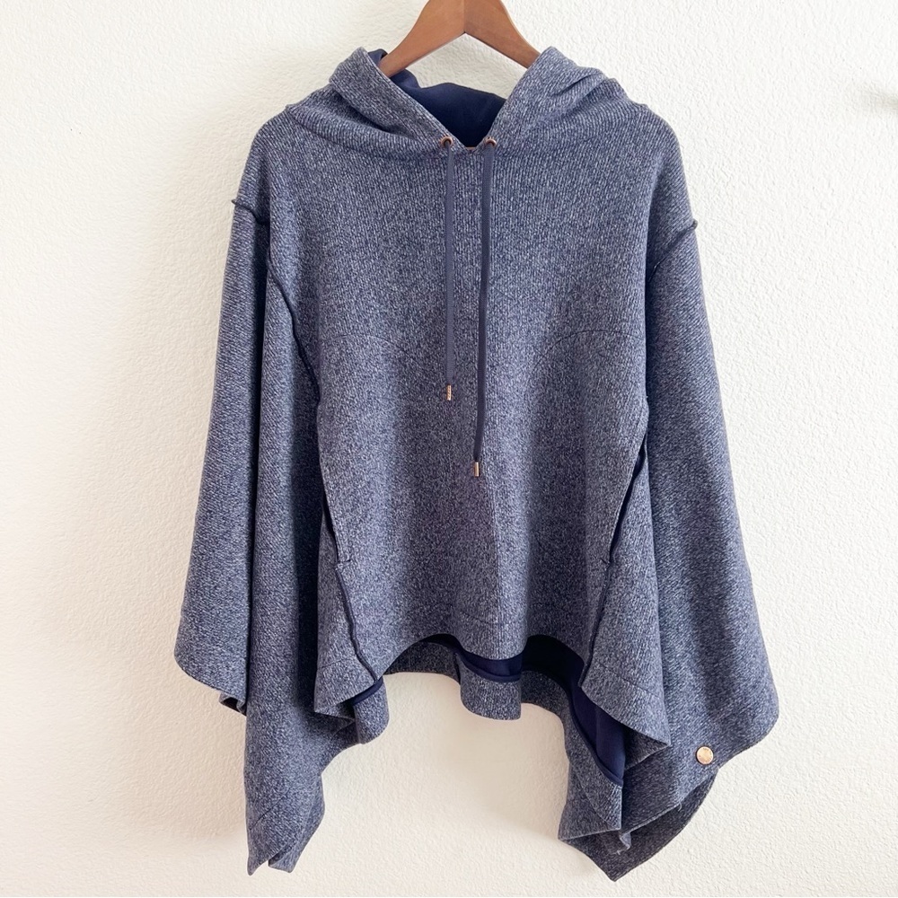 See by Chloe blue knit hooded poncho XS